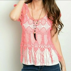 Coral Crochet Top