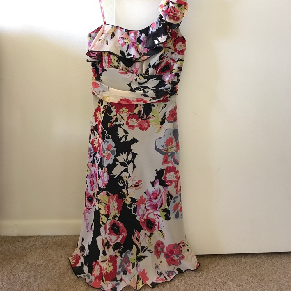 Beautiful floral one-shoulder dress