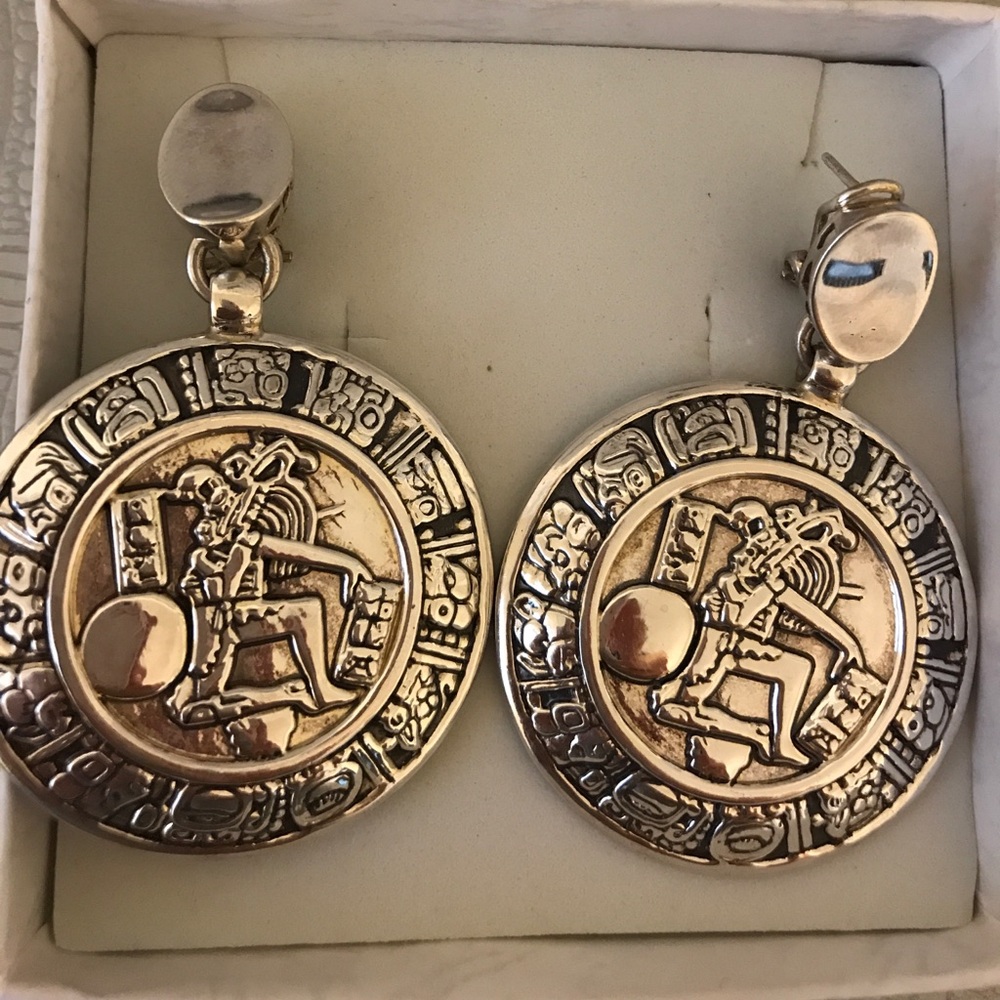 Mayan 925 Silver handmade earrings