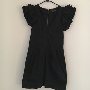 French Connection Black Ruffled Sleeve Dress
