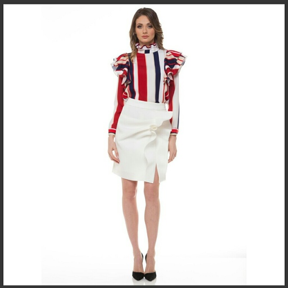 Ruffled Long Sleeve Stripe Blouse ~ S A L E ~ - Picture 2 of 4