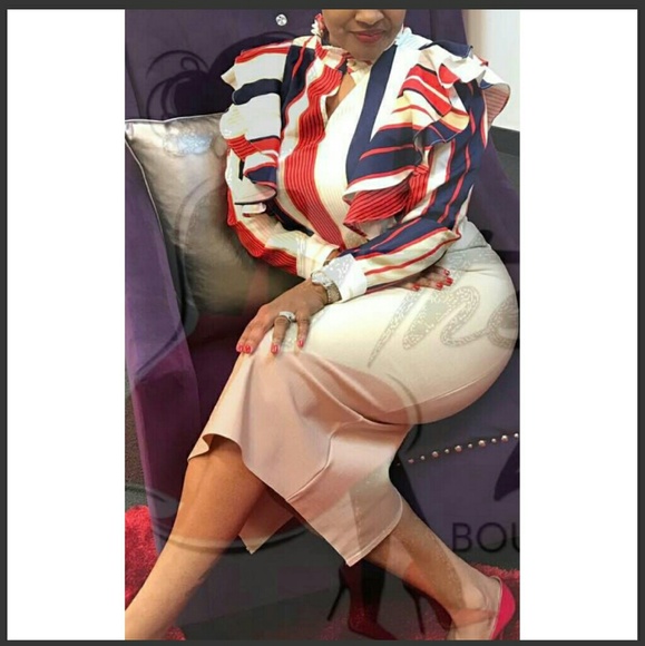 Ruffled Long Sleeve Stripe Blouse ~ S A L E ~ - Picture 4 of 4