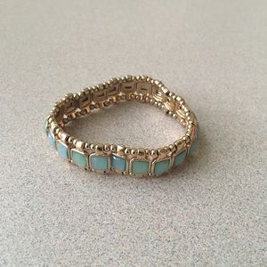 Mint & Gold Forever 21 Stretchy Bracelet