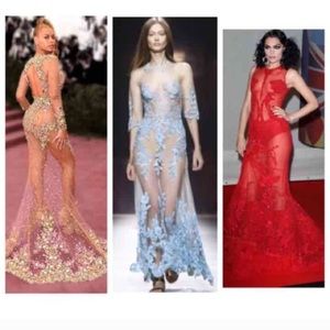 Maxi beaded tulle dress. Prom wear