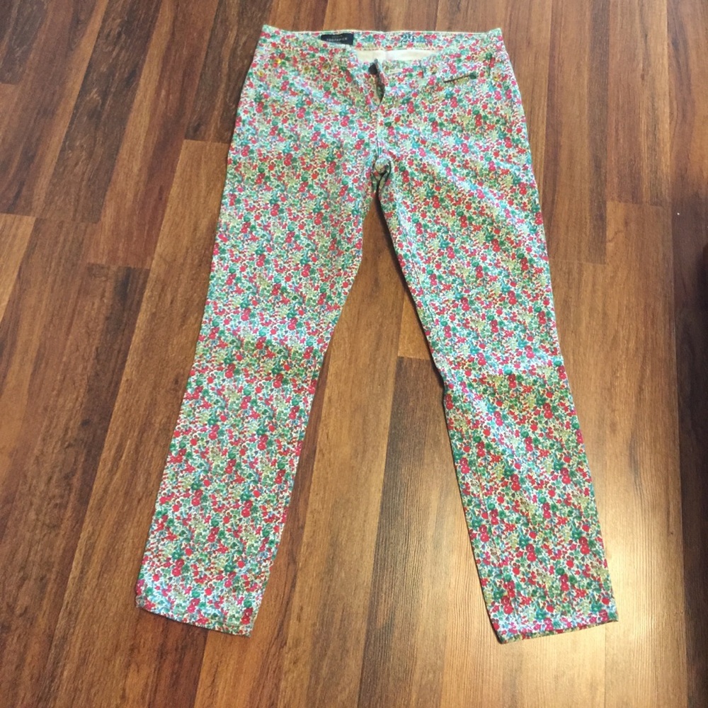 J. Crew Floral Toothpick Jeans