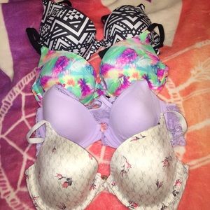2 push up bras, clip in the front bra, regular bra