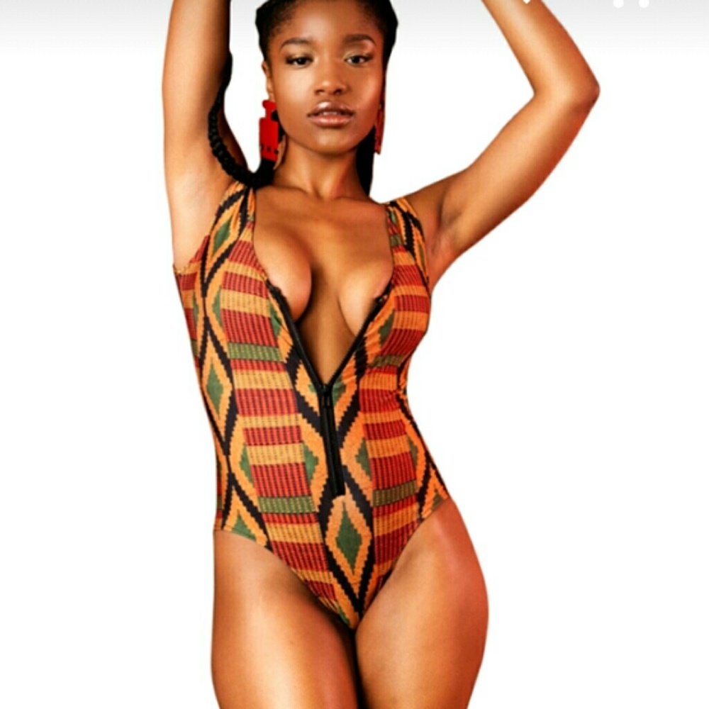 African Geometric design swimsuit