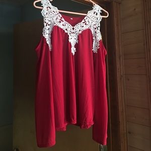 Red Cold Shoulder Top