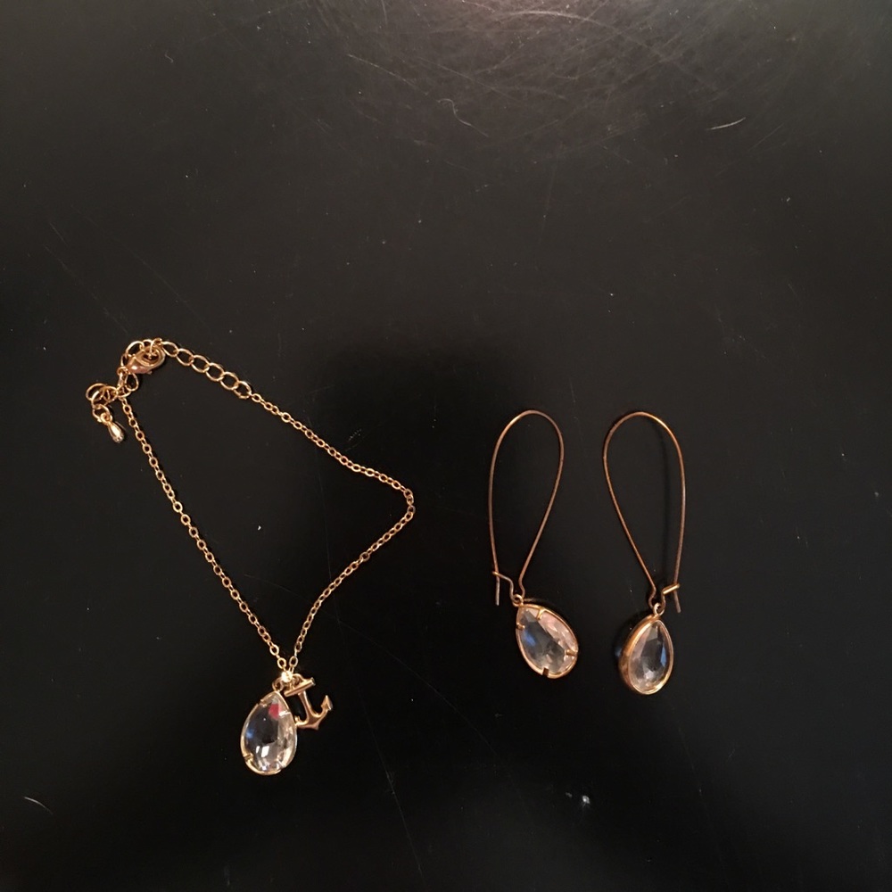 Anchor Bracelet and Drop Earrings
