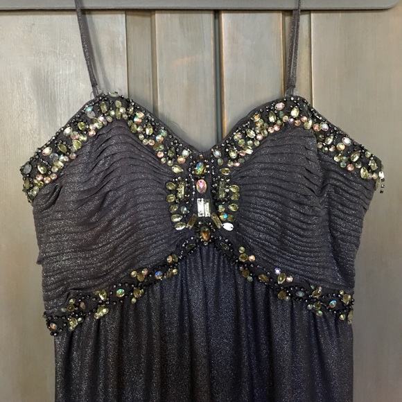 Grey/Silver Metallic Prom Dress - Picture 2 of 4