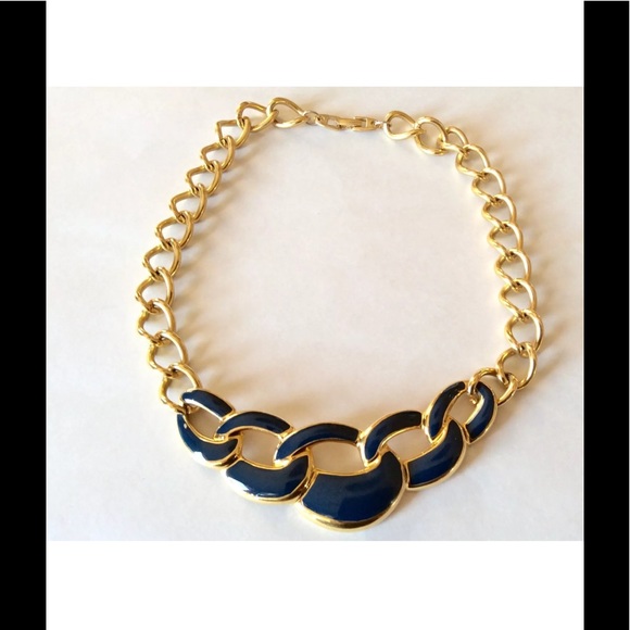 Navy Blue Nautical Necklace Choker Vintage - Picture 7 of 7