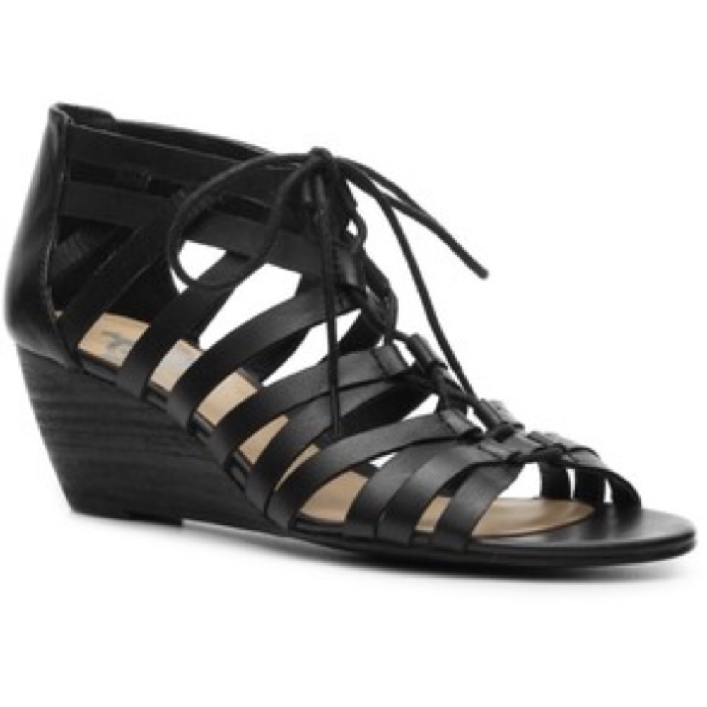 Black Gladiator Wedge Heels