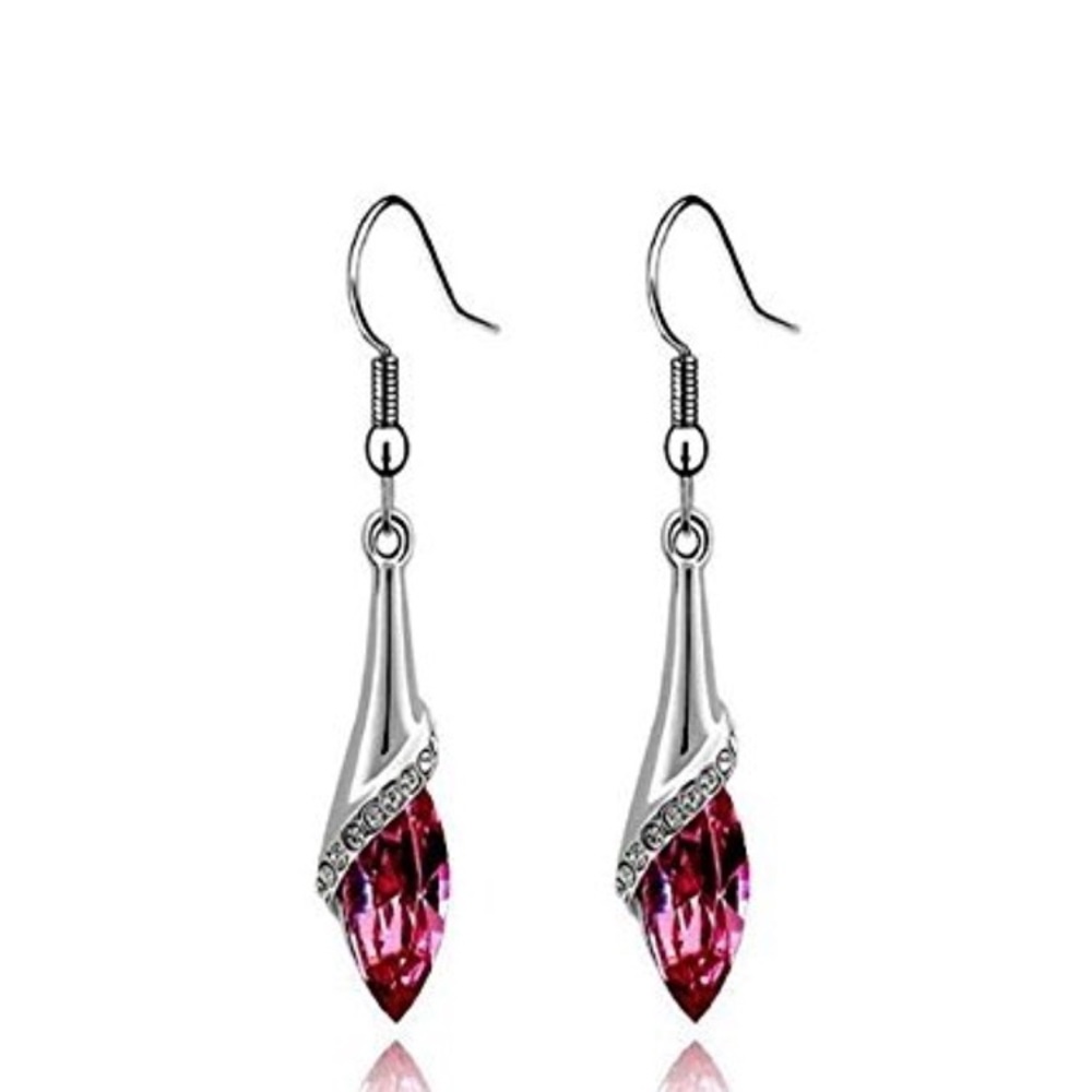 Women's CrystalCut Teardrop Hook Earrings Gift Red