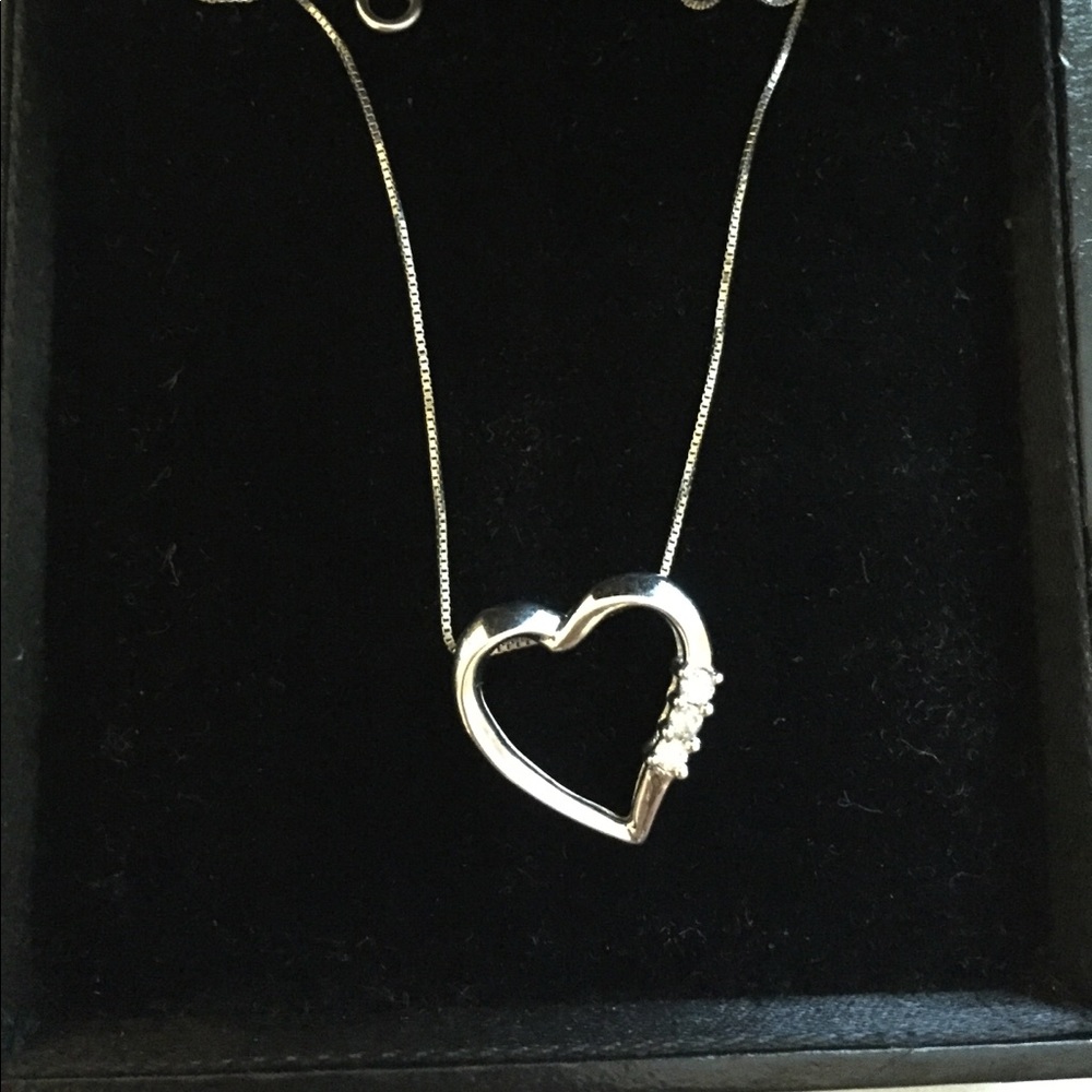 💎 Diamond Heart Pendant Necklace 10k White Gold