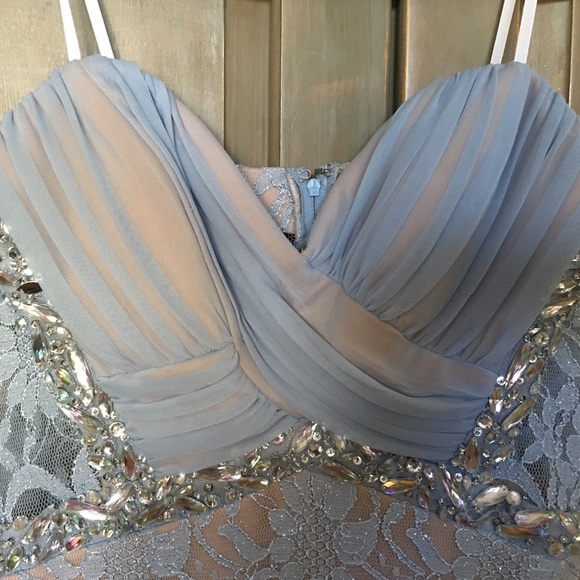 Pale Blue Sequined-Lace Formal/ Prom Dress - Picture 1 of 7