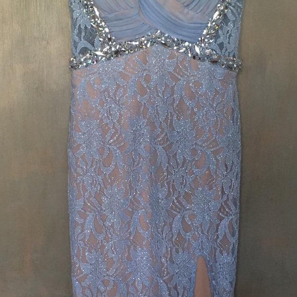 Pale Blue Sequined-Lace Formal/ Prom Dress - Picture 3 of 7