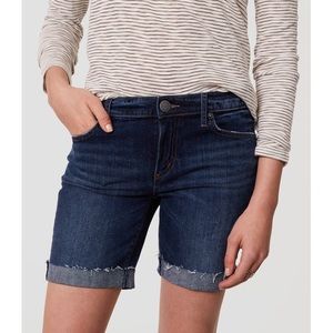 LOFT Denim Bermuda Roll Shorts Cuffed Indigo Wash