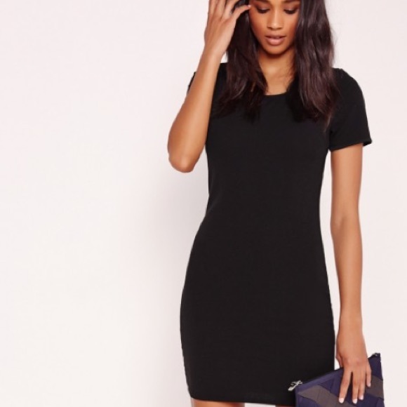 MISSGUIDED BLACK CUT OUT BACK LATICE BODYCON DRESS - Picture 3 of 3