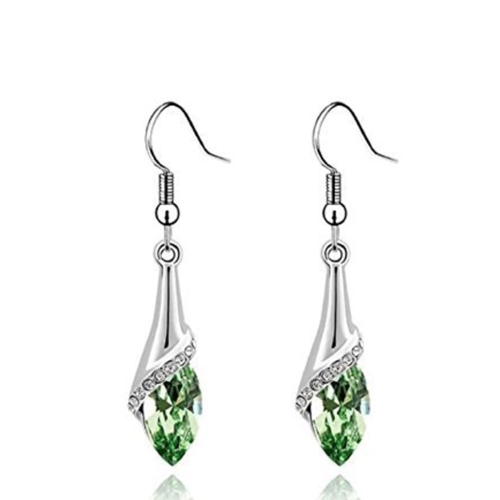 Fashion Crystal Cut Teardrop Hook Earrings Green