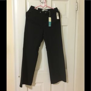 Black boot cut slacks