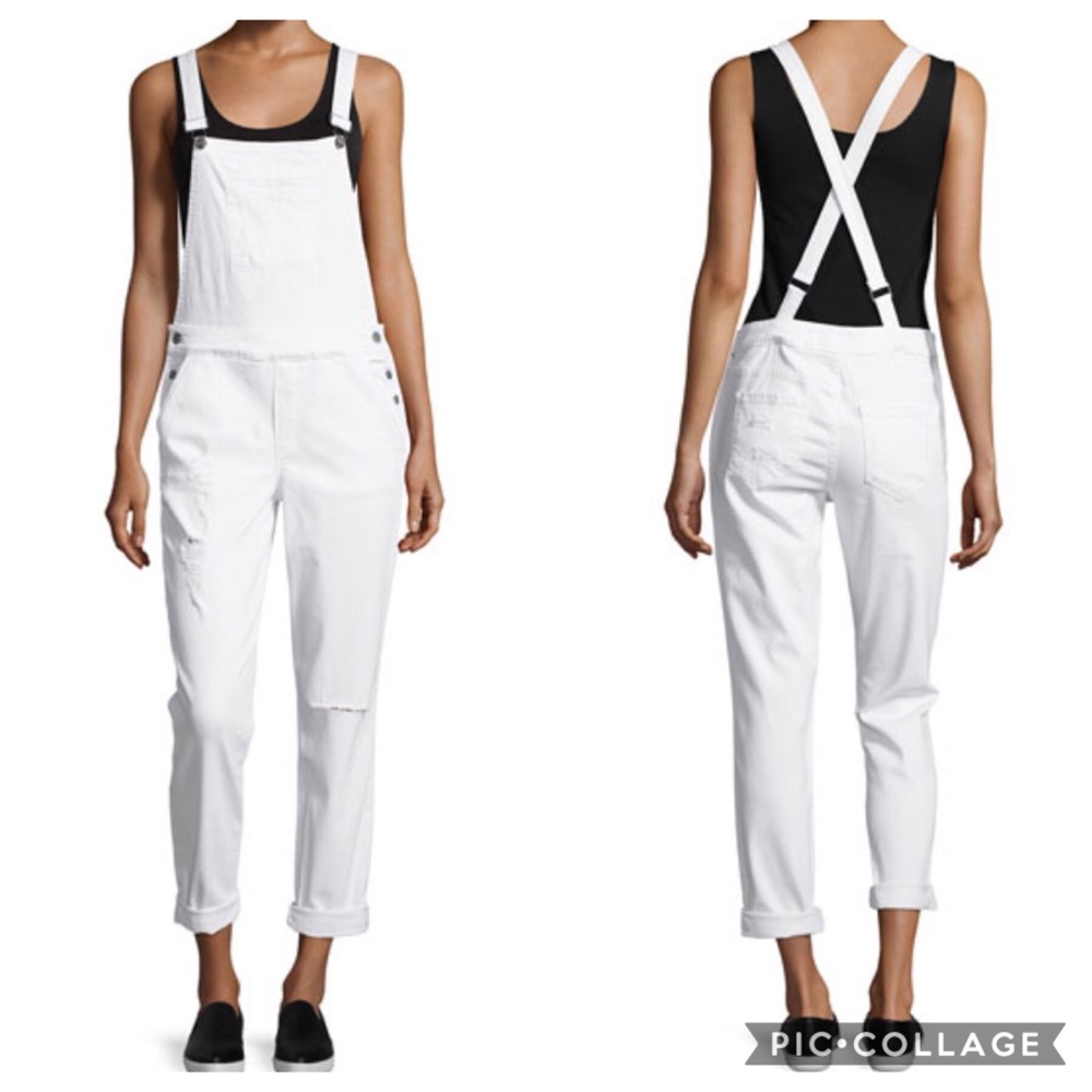 FTB Boyfriend Loose Relaxed White Overalls XS