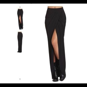 black maxi wrap skirt