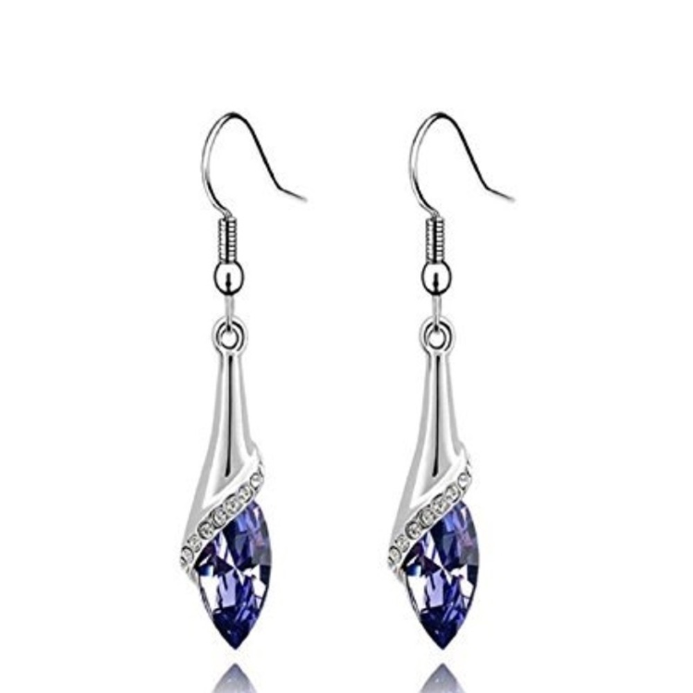 Fashion Crystal Teardrop Wedding Earrings Purple
