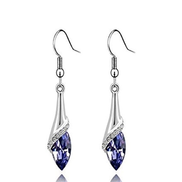 Fashion Crystal Teardrop Wedding Earrings Purple - Picture 1 of 1