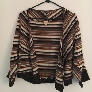 Ella Moss Brown striped shrug sweater size m