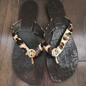 Tory Burch Leopard Flip Flops