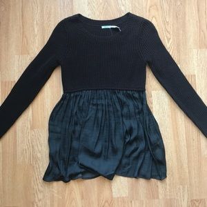Black sweater/silk long sleeve