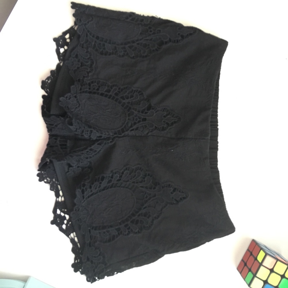 Black Crochet Detail Shorts
