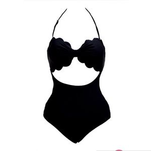 Scalloped one piece bathing suit