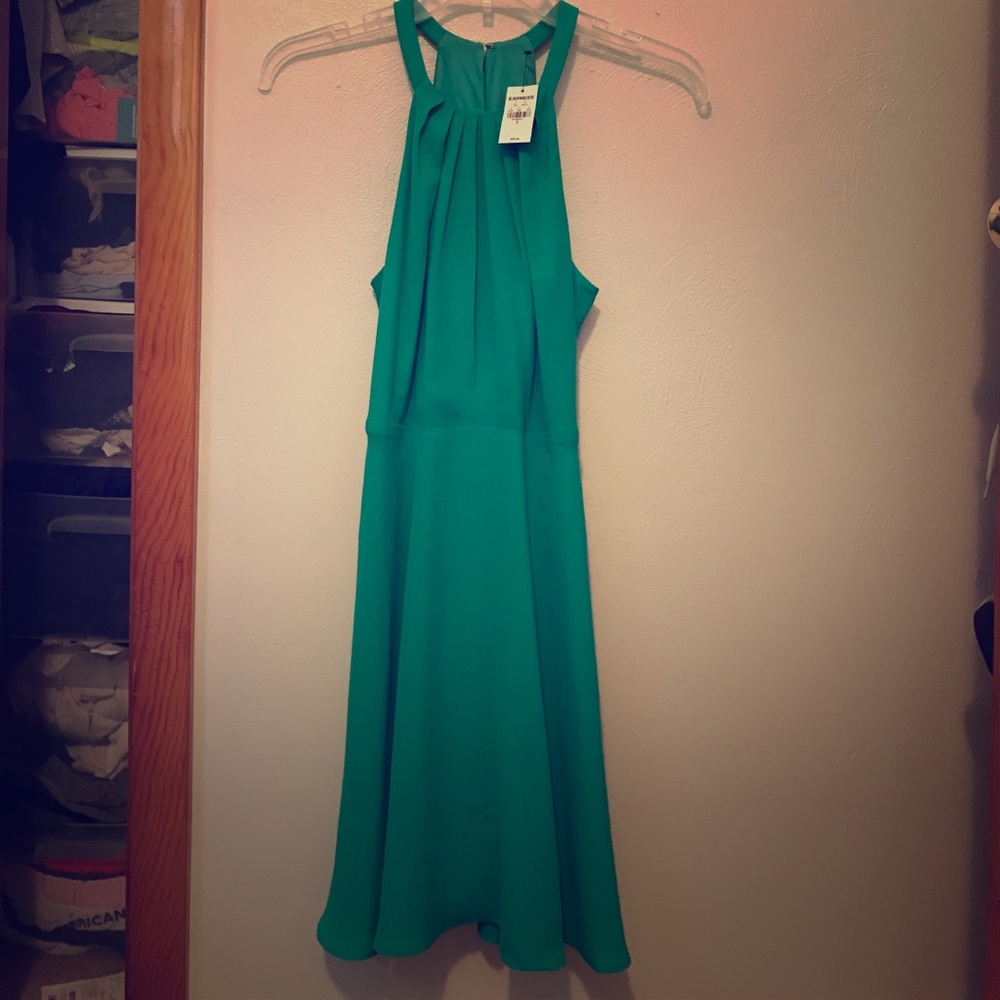 Express Green Flit and flare dress 2