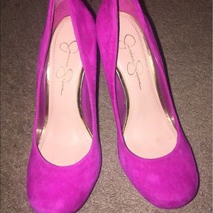 Jessica Simpson hot pink suede pumps
