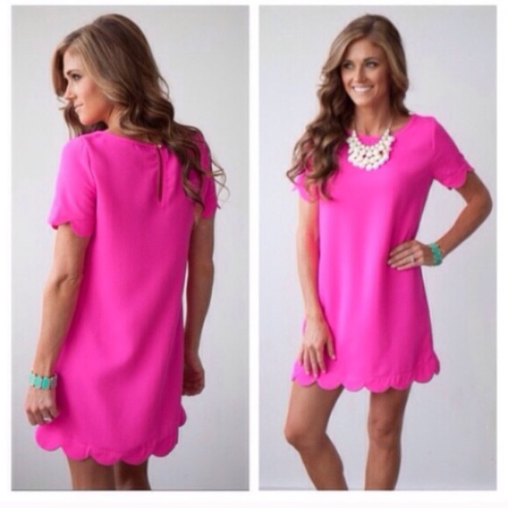 🖤NEW IN🖤 Black Scallop Hem Mini Cute Dress - Picture 2 of 2