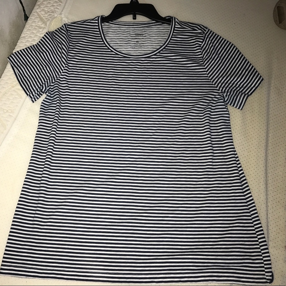 Blue and white striped shirt