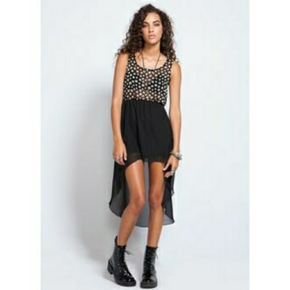 High low summer dress w/ 90's daisy print