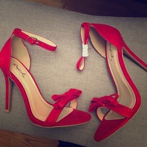 Red heels with bow strap NEW!
