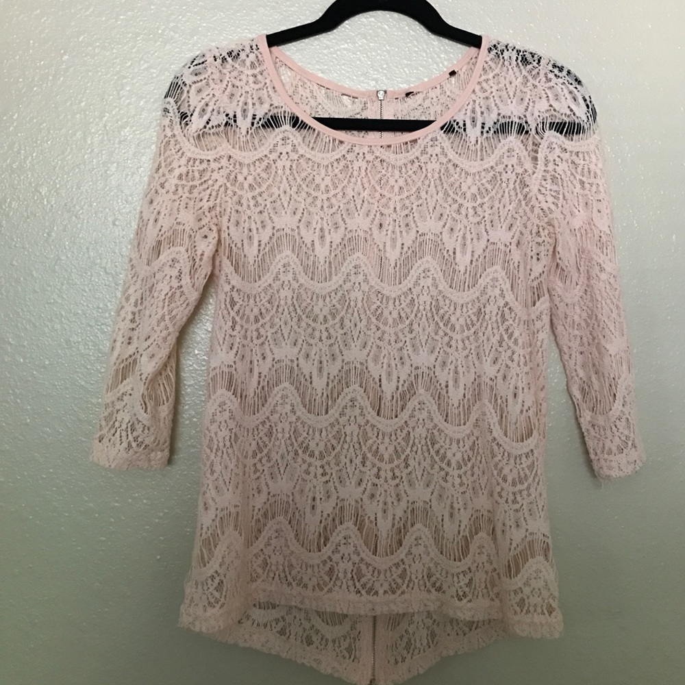 Lace zipper back top