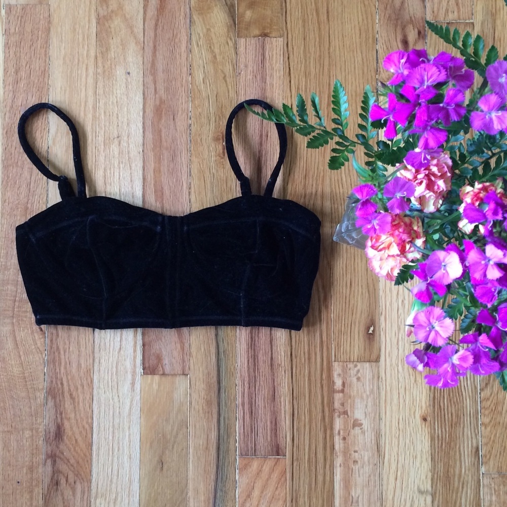 Velvety black bra top