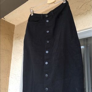 American Apparel black denim midi skirt