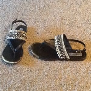 Madden Girl black sandals with gold detail