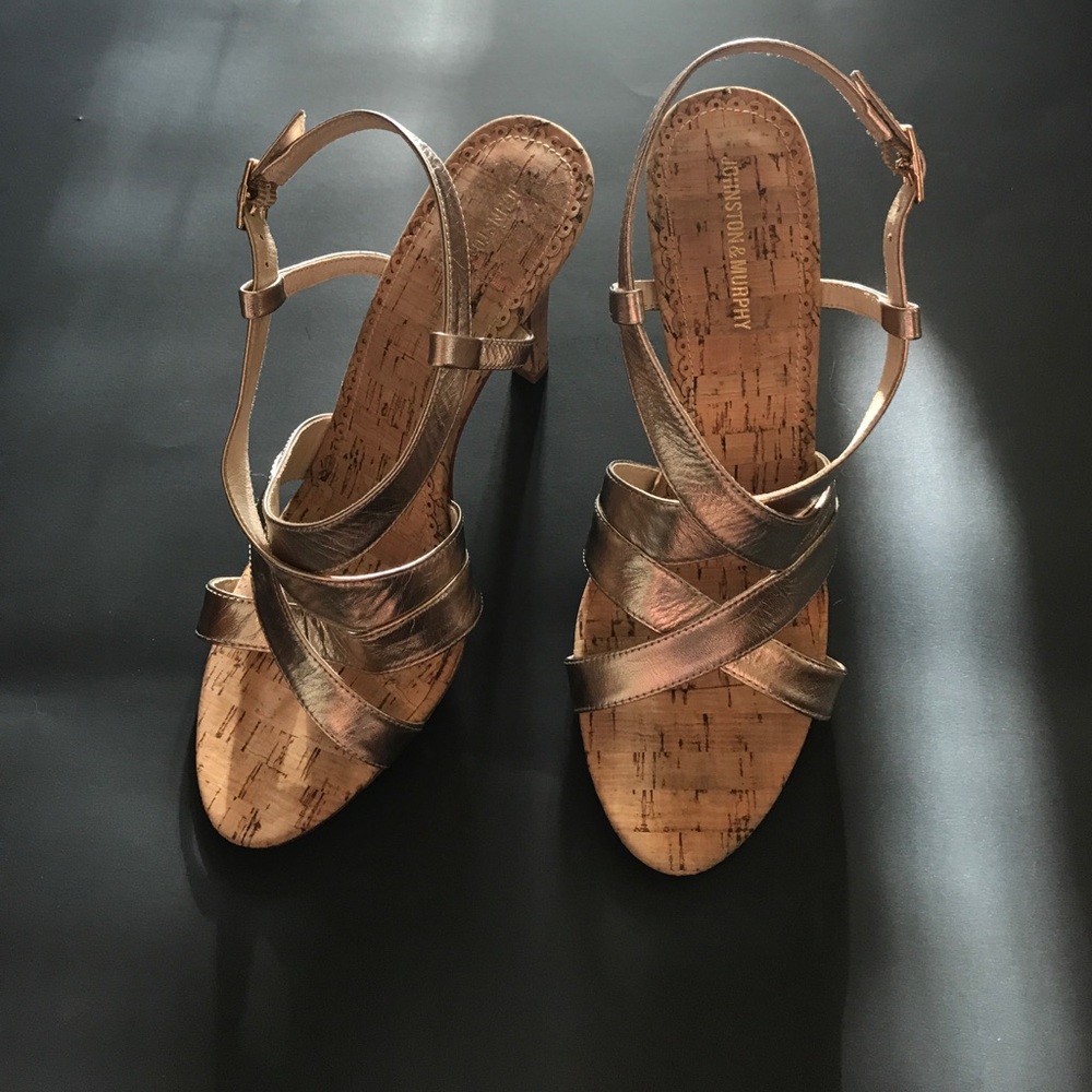 Gold and cork straply heels sandals