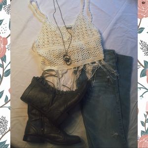 NWOT Boho Crocheted Crop Top