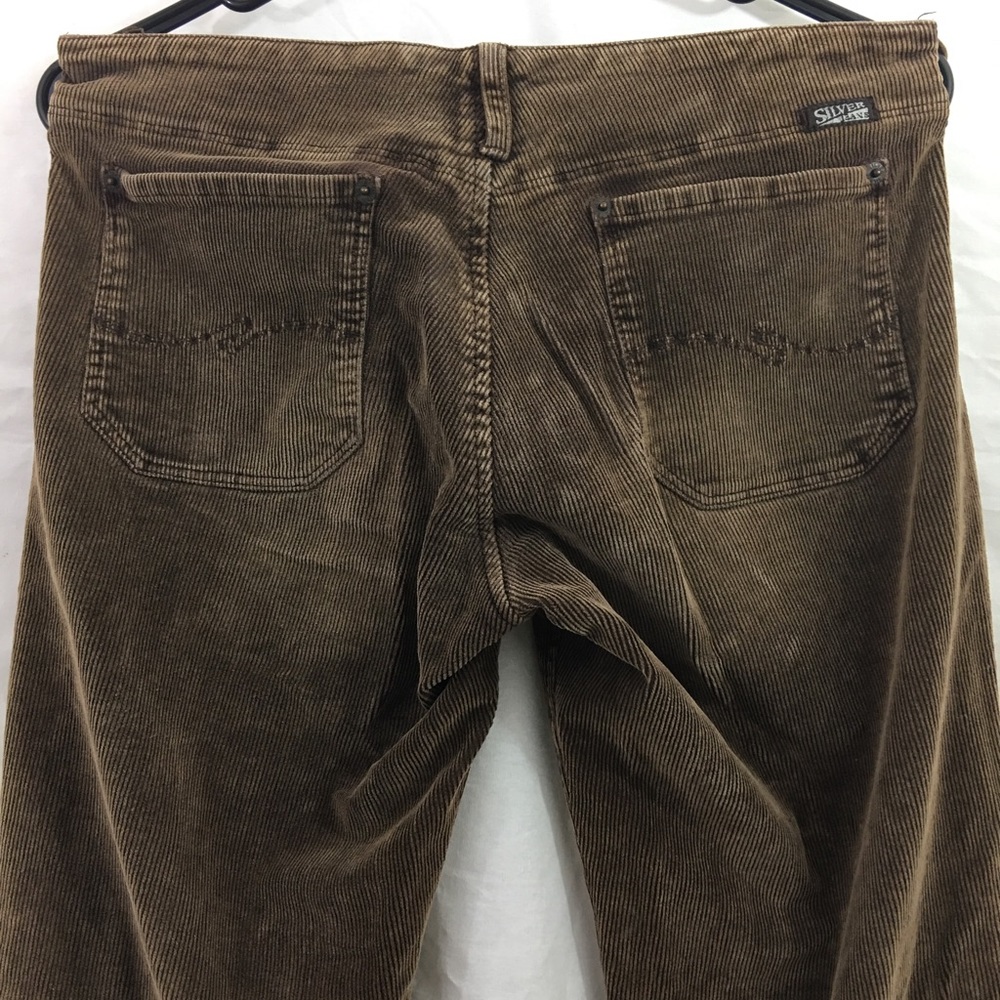Distressed silver corduroy flares