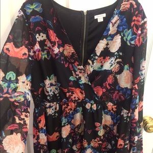 Floral long sleeved cocktail dress