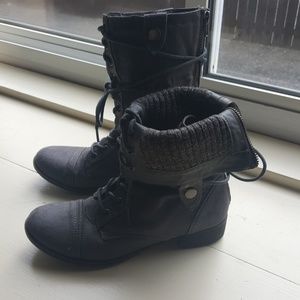Gray Combat Style / Fold Over Boots