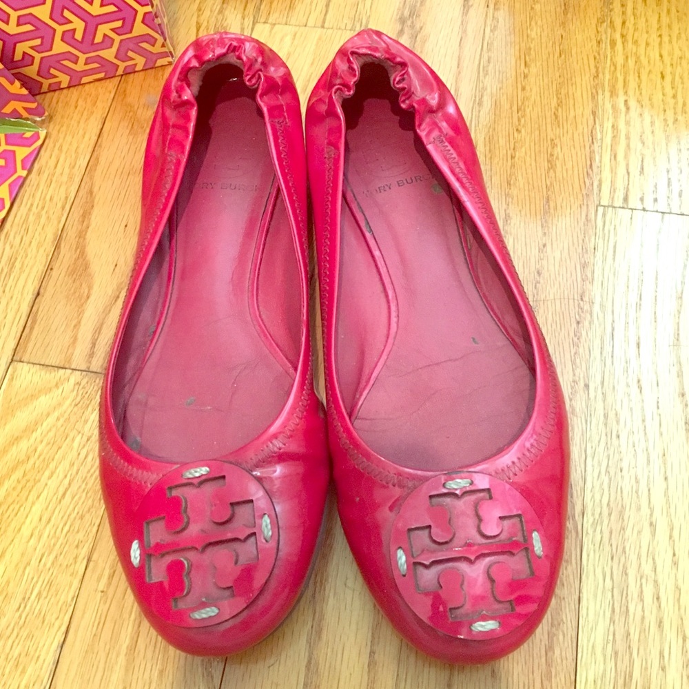 Tory burch orchid pink patent reva ballet flats