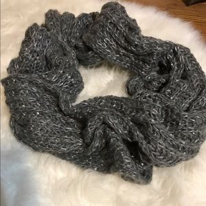 Grey knitted infinity scarf